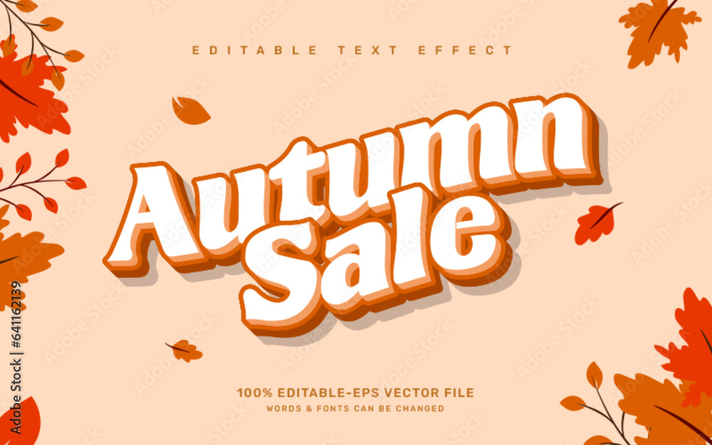 Fall Sale Script Autumn Sale editable text effect template Stock Vector | Adobe Stock