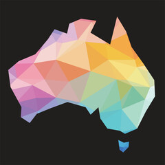 Wall Mural - Colorful abstract vector low polygonal of Australia map.