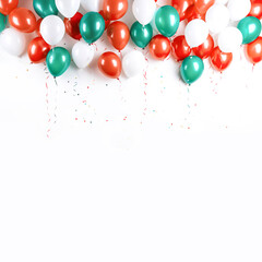 Wall Mural - Red and green balloons for christmas celebration festival or party concepts for commercial key visual design background.greeting card decoration element.copy space