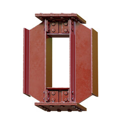 Wall Mural - Red Steel beam font 3d rendering letter O