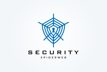 Wall Mural - Security Logo. shield with spider webs combination. usable for brand and company logo. vector illustration