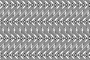Poster - Black and white abstract patterned background. Linear striped stylized pattern, abstract ornate graphic element, for cover, cards, backgrounds, effects and other design projects.
