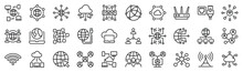 Set Of 30 Outline Icons Related To Network, Internet. Linear Icon Collection. Editable Stroke. Vector Illustration