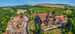 Der kleine Ort Bronnbach mit dem gleichnamigen früheren Kloster im Main-Tauber-Kreis im Luftbild