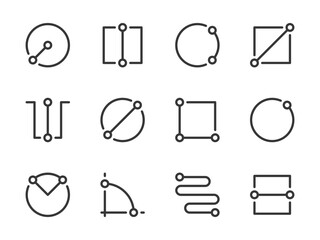 Poster - Measurement and Dimension vector line icons. Size and Scale Measure outline icon set. Length, Width, Depth, Radius, Diameter, Angle, Circumference, Area and more.
