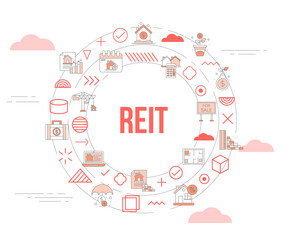 reit real estate investment trust concept with icon set template banner and circle round shape