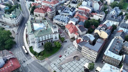 Wall Mural - Aerial view of Bielsko Biala. The old town of Bielsko Biala. Old Town Market Square Silesian. Voivodeship. Poland.