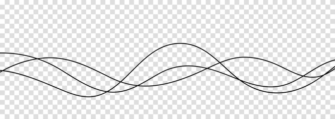Thin line wavy background. Vector illustration isolated on transparent background