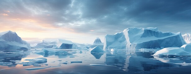 Arctic ocen with icebergs