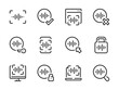 Voice Recognition and Sound scanning vector line icons. Authentication and Identification outline icon set. Voice Recording, Scan, Online Playback, Access, Protection and more.