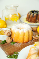 Wall Mural - Tasty bake food concept - delicious lemon cake