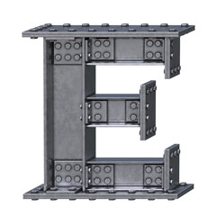 Wall Mural - Steel beam font 3d rendering letter E