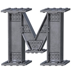 Wall Mural - Steel beam font 3d rendering letter M