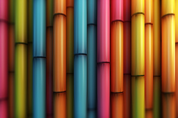 Poster - An image featuring abstract bamboo motifs, with vertical lines and soothing colors. Generative AI technology.