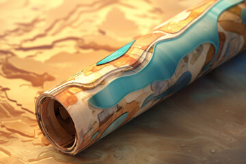 Aufkleber - An abstract representation of the Dead Sea Scrolls, with fragmented shapes and a muted color palette.  Generative AI technology.