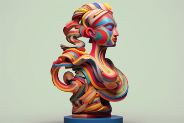 Aufkleber - An abstract representation of Gupta sculpture, with fluid forms and graceful lines. Generative AI technology.