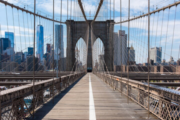  New York City Brooklyn Bridge and Manhatten Skyline