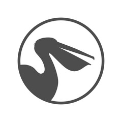 Sticker - Pelican graphic icon. Pelican sign in the circle isolated on white background. Vector illustration