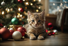 Cat And Christmas Decorations