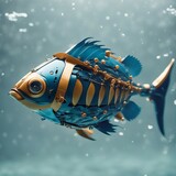 Fototapeta Sypialnia - sci-fi robot fish swimming