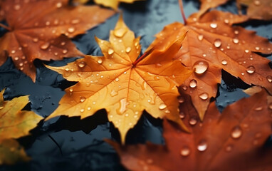 Wall Mural - maple leaf in autumn with maple tree under sunlight background