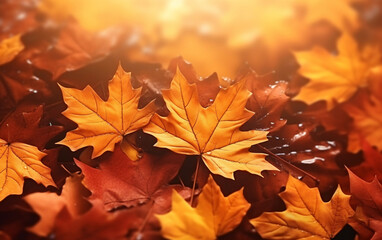 maple leaf in autumn with maple tree under sunlight background