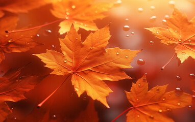 Wall Mural - maple leaf in autumn with maple tree under sunlight background