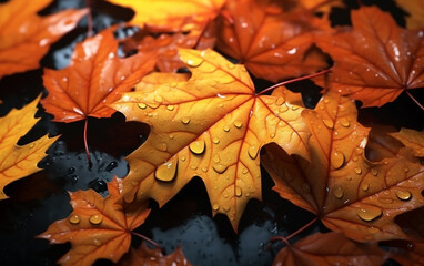 Wall Mural - maple leaf in autumn with maple tree under sunlight background
