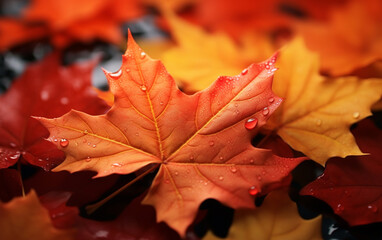Wall Mural - maple leaf in autumn with maple tree under sunlight background
