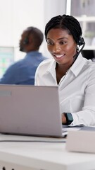 Poster - Portrait Of A Smiling African Female Customer Service