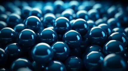 3d image of a group of blue spheres on a dark background. Generative AI.