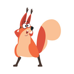 Wall Mural - Cute Squirrel with Bushy Tail Standing Shocked or Amazed Vector Illustration