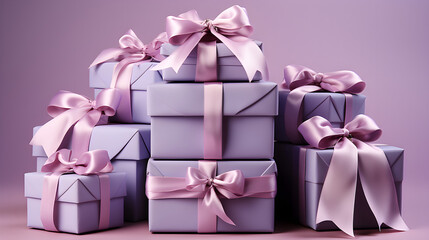 Wall Mural - Lilac gift boxes