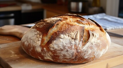 loaf of bread on wooden table