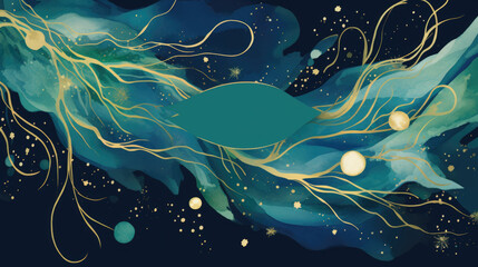 Wall Mural - abstract galaxy universe space background in turquoise color. fantastic nebula stars in outer space 