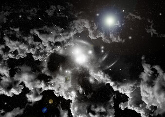 Wall Mural - galaxy in a free space. 3d rendering