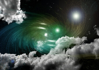 Wall Mural - galaxy in a free space. 3d rendering