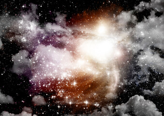 Wall Mural - galaxy in a free space. 3d rendering