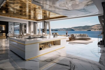 Luxurious Interior Design of a Kitchen made of White Marble. Insane Details.