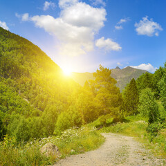 Wall Mural - Sunrise in beautiful mountains