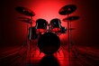 Dynamic, 3D rendered drum kit, red backlit, sets pro stage ambiance