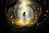 Fototapeta  - beautiful fairy in magical forest illustration