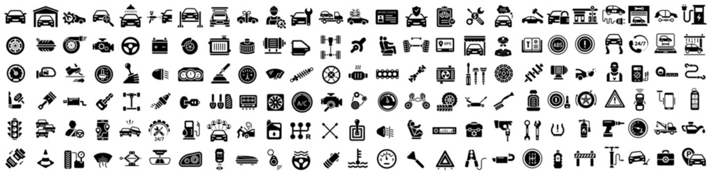 Wall Mural -  - Car service and repair icons element. Garage, engine, oil, maintenance, accelerate icon