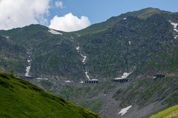 Wall Mural - The carpathian mountains with the winding transfaragasan road