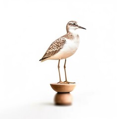 Wall Mural - Stilt sandpiper bird isolated on white background.