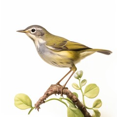 Wall Mural - Virginias warbler bird isolated on white background.