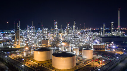 Wall Mural - Aerial view liquid chemical tank terminal, Storage of liquid chemical and petrochemical products tank, Oil and gas storage tanks at industrial oil refinery.