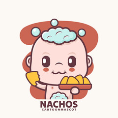 Wall Mural - cute cartoon baby with nachos