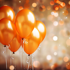 Orange balloons with bokeh background