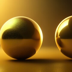 Aufkleber - 3d glassy golden colored sphere shapes, minimal concept background. Ideal for luxurious and scientific designs, nano technology, microbiology, chemistry, biology, etc. Ai generated art.